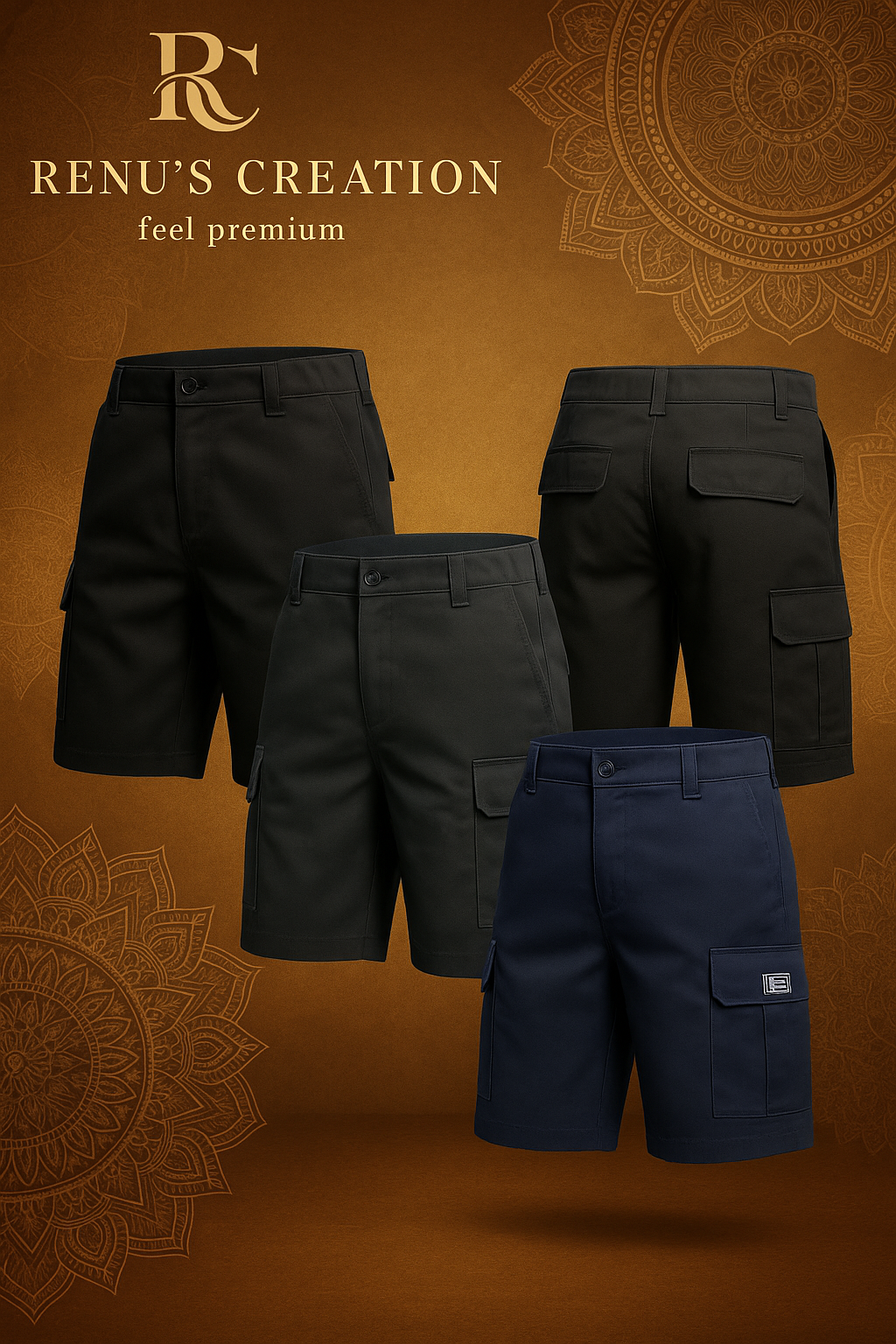 Men's Cotton Casual Cargo Shorts Pack of 3
