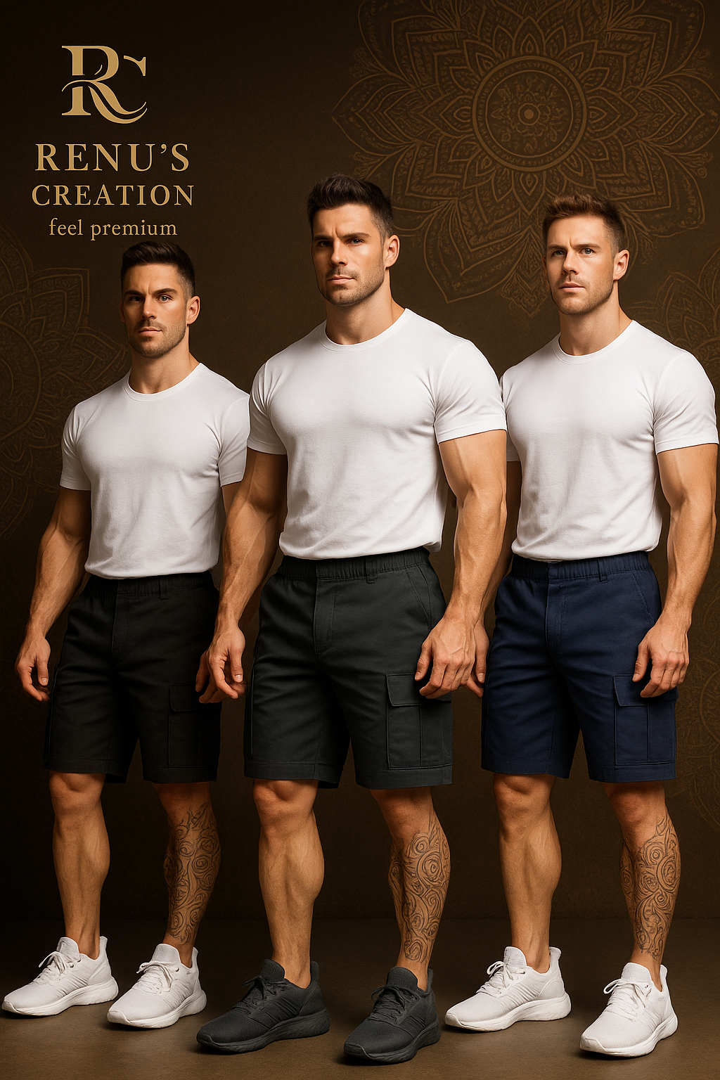 Men's Cotton Casual Cargo Shorts Pack of 3